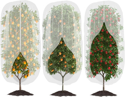 3pcs Fruit Tree Netting with Zipper and Drawstring,2.62 * 3.28 Ft Bird Garden Netting for Garden Protection,Cover for Blueberry Tomato Strawberry and Plants Protection from Insect Squirrels Birds