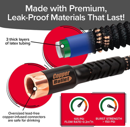 25 FT Copper Bullet Expandable Garden Hose, As Seen on TV
