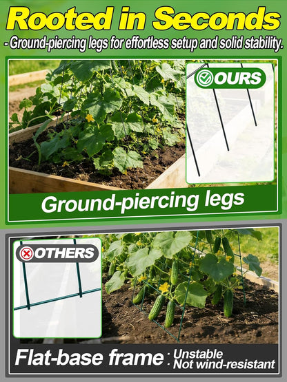 2Sets Cucumber Trellis for Raised Garden Bed - 59" L x15.7'' W 4.5mm Wire Heavy Duty Weather-Resistant Foldable A-Frame Metal Plant Support, for Squash Pole Bean Climbing Plants Vegetables Outdoor