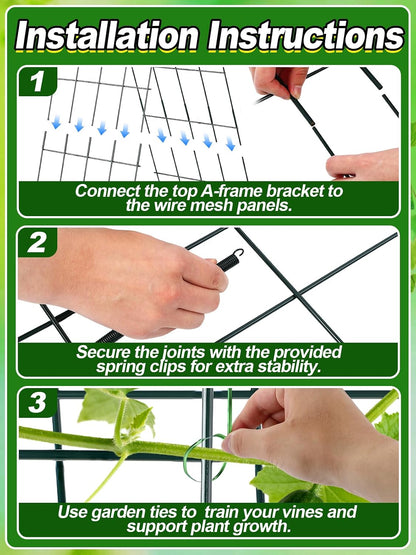 2Sets Cucumber Trellis for Raised Garden Bed - 59" L x15.7'' W 4.5mm Wire Heavy Duty Weather-Resistant Foldable A-Frame Metal Plant Support, for Squash Pole Bean Climbing Plants Vegetables Outdoor