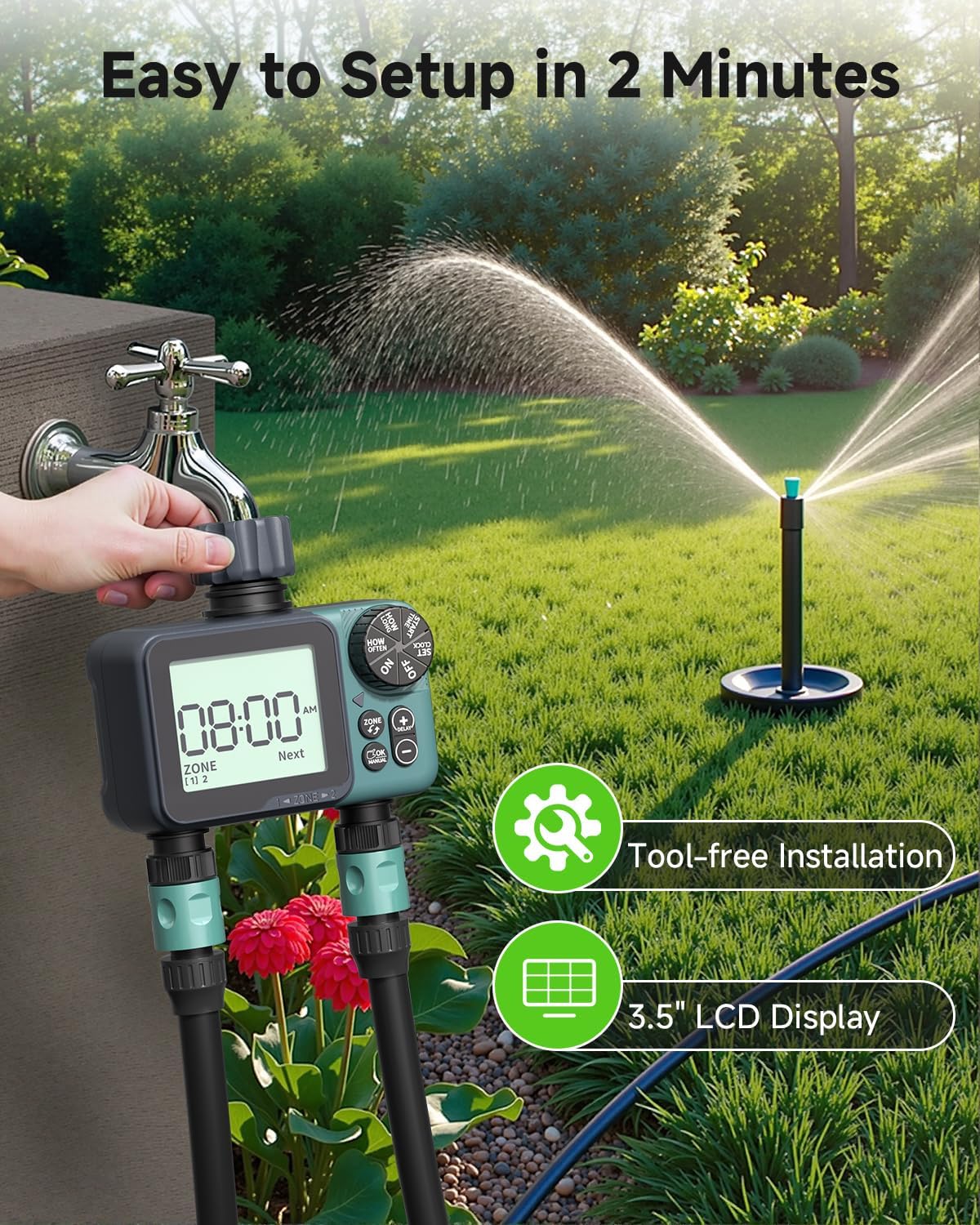 Sprinkler Timer, Programmable Hose Timer for Automatic Watering