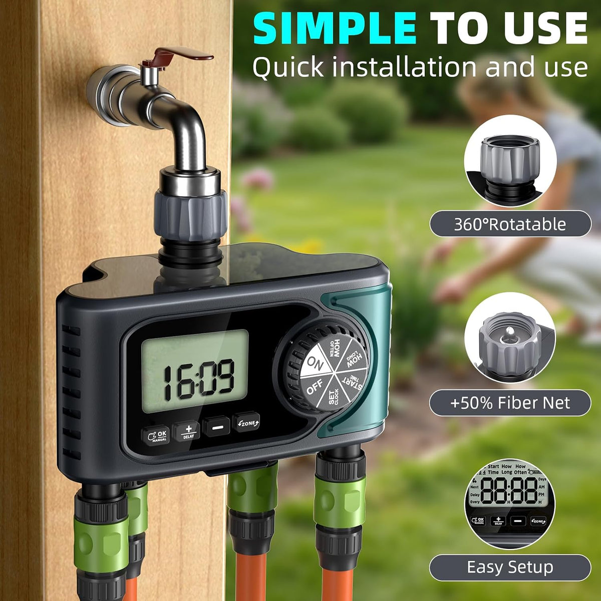 Sprinkler Timer, Programmable Hose Timer for Automatic Watering