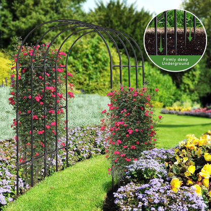 Garden Arch Trellis, Metal Arch Trellis for Climbing Plants Outdoor, Yard, Garden, Climbing Plants w/Decorative Wire Lattice - Black
