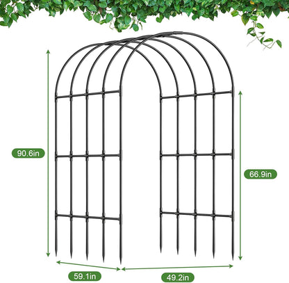 Garden Arch Trellis, Metal Arch Trellis for Climbing Plants Outdoor, Yard, Garden, Climbing Plants w/Decorative Wire Lattice - Black