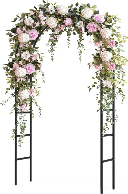 Garden Arch Trellis for Climbing Plants Outdoor - Height: 94.5", Length: 55", Sturdy Metal Garden Arbor with Rust-Proof Coating, Garden Arch for Wedding Decorations and Balloon Arch Stand