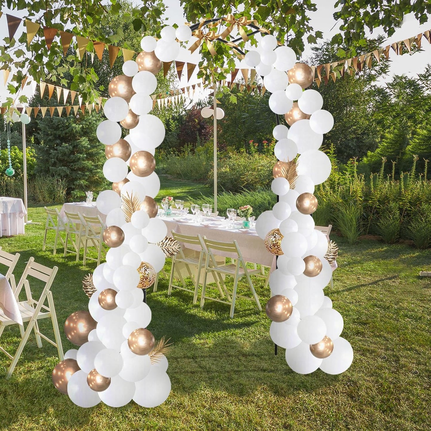 Garden Arch Trellis for Climbing Plants Outdoor - Height: 94.5", Length: 55", Sturdy Metal Garden Arbor with Rust-Proof Coating, Garden Arch for Wedding Decorations and Balloon Arch Stand