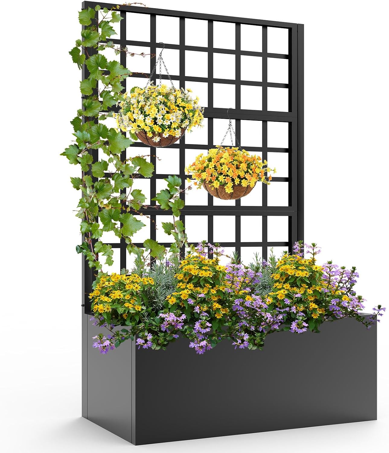 Garden Arch Trellis for Climbing Plants Outdoor - Height: 94.5", Length: 55", Sturdy Metal Garden Arbor with Rust-Proof Coating, Garden Arch for Wedding Decorations and Balloon Arch Stand