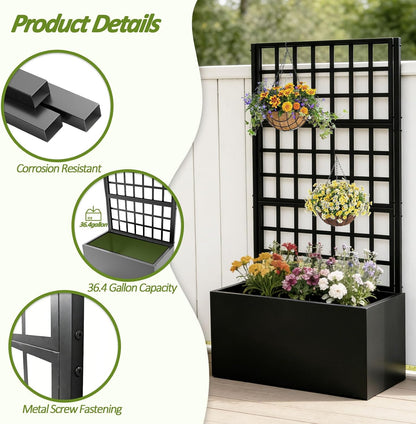 Garden Arch Trellis for Climbing Plants Outdoor - Height: 94.5", Length: 55", Sturdy Metal Garden Arbor with Rust-Proof Coating, Garden Arch for Wedding Decorations and Balloon Arch Stand