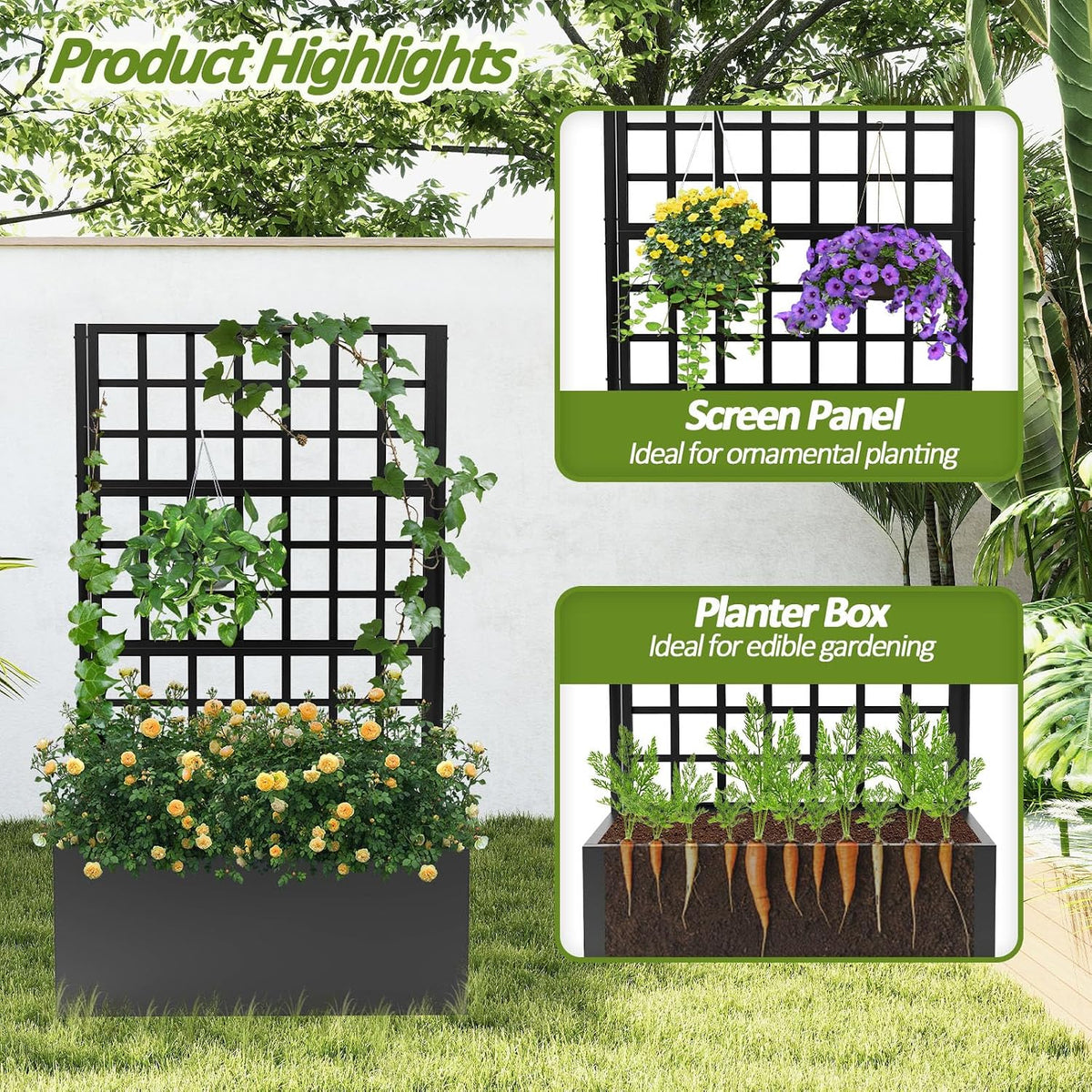 Garden Arch Trellis for Climbing Plants Outdoor - Height: 94.5", Length: 55", Sturdy Metal Garden Arbor with Rust-Proof Coating, Garden Arch for Wedding Decorations and Balloon Arch Stand