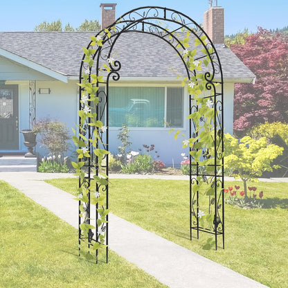 Garden Arch Trellis for Climbing Plants Outdoor - Height: 94.5", Length: 55", Sturdy Metal Garden Arbor with Rust-Proof Coating, Garden Arch for Wedding Decorations and Balloon Arch Stand