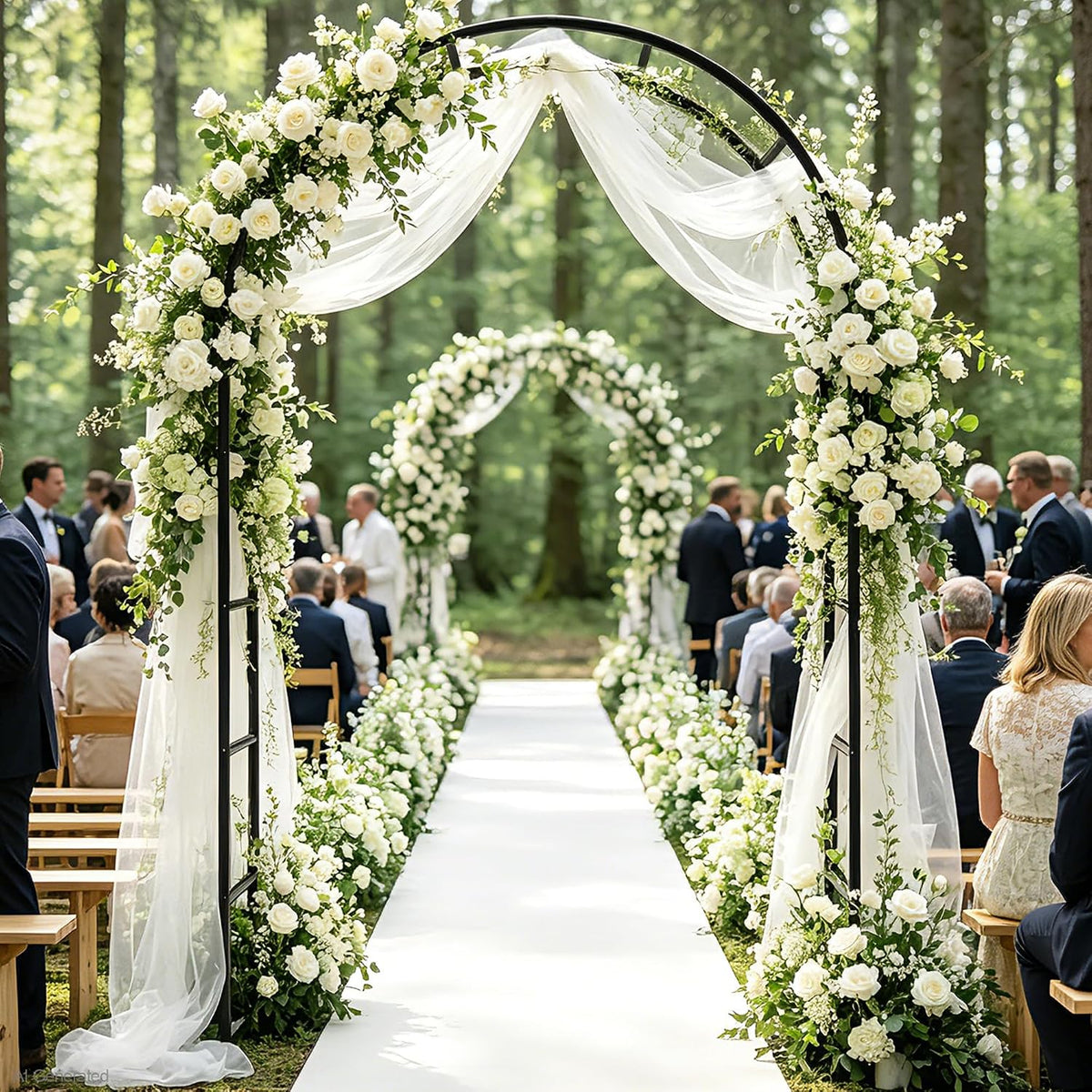 Garden Arch Trellis for Climbing Plants Outdoor - Height: 94.5", Length: 55", Sturdy Metal Garden Arbor with Rust-Proof Coating, Garden Arch for Wedding Decorations and Balloon Arch Stand