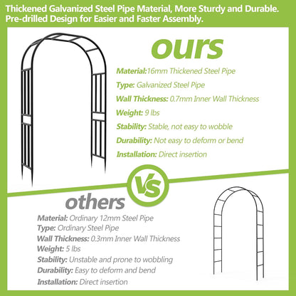 Garden Arch Trellis for Climbing Plants Outdoor - Height: 94.5", Length: 55", Sturdy Metal Garden Arbor with Rust-Proof Coating, Garden Arch for Wedding Decorations and Balloon Arch Stand