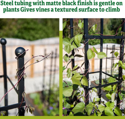 Essex Square Obelisk, 7 Feet Tall Large Steel Tower Trellis for Garden | Perfect for Climbing Plants & Vining Flowers - Black
