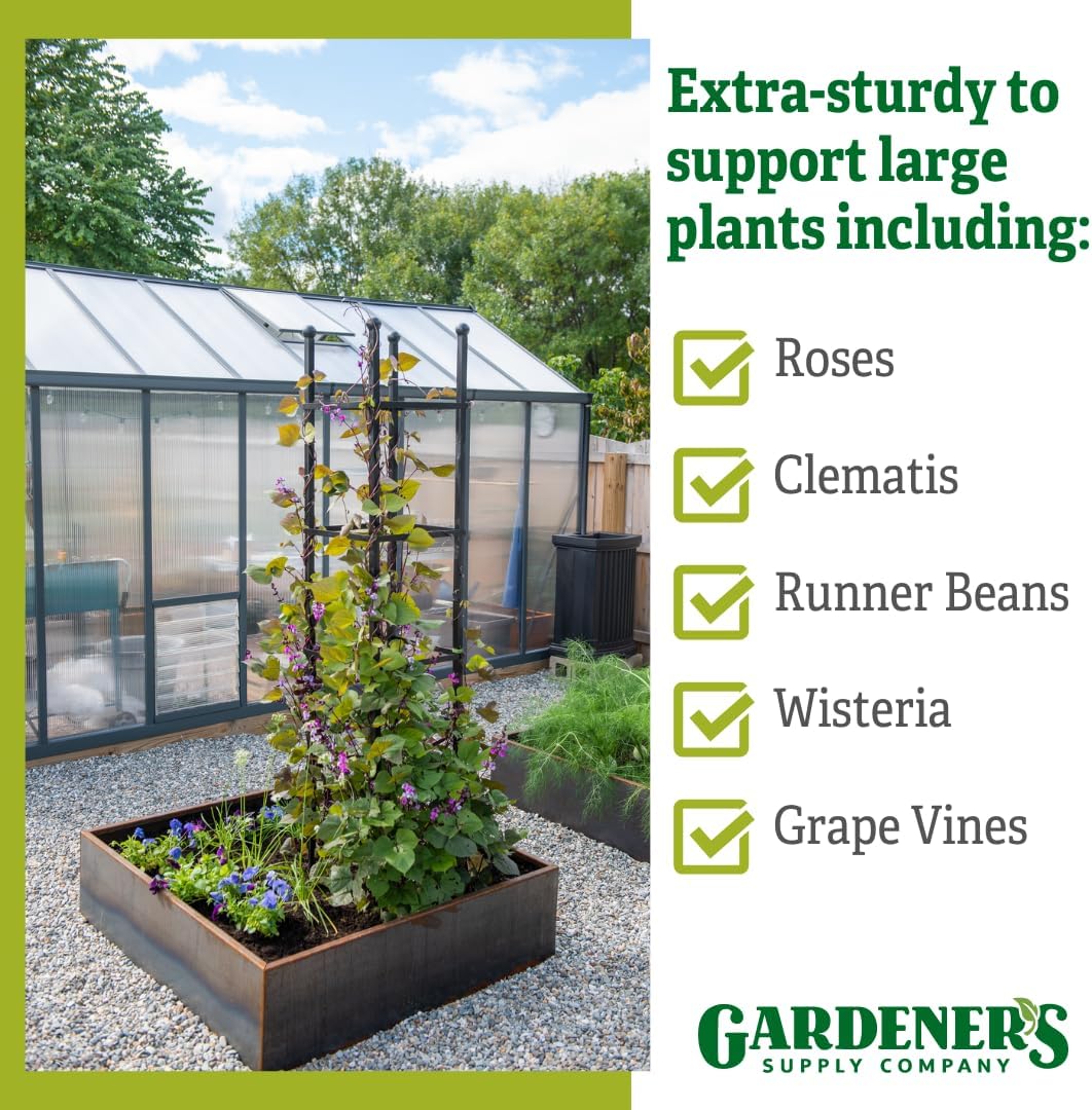 Essex Square Obelisk, 7 Feet Tall Large Steel Tower Trellis for Garden | Perfect for Climbing Plants & Vining Flowers - Black