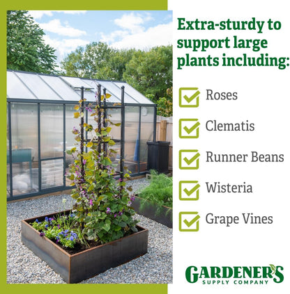 Essex Square Obelisk, 7 Feet Tall Large Steel Tower Trellis for Garden | Perfect for Climbing Plants & Vining Flowers - Black