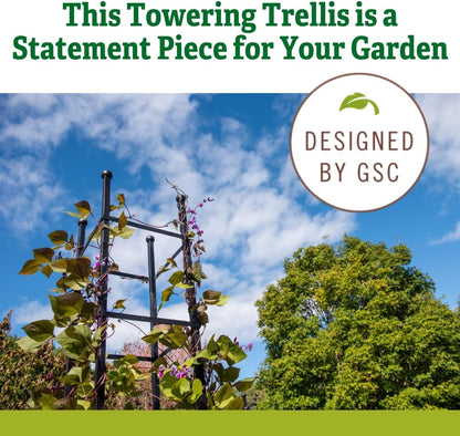 Essex Square Obelisk, 7 Feet Tall Large Steel Tower Trellis for Garden | Perfect for Climbing Plants & Vining Flowers - Black