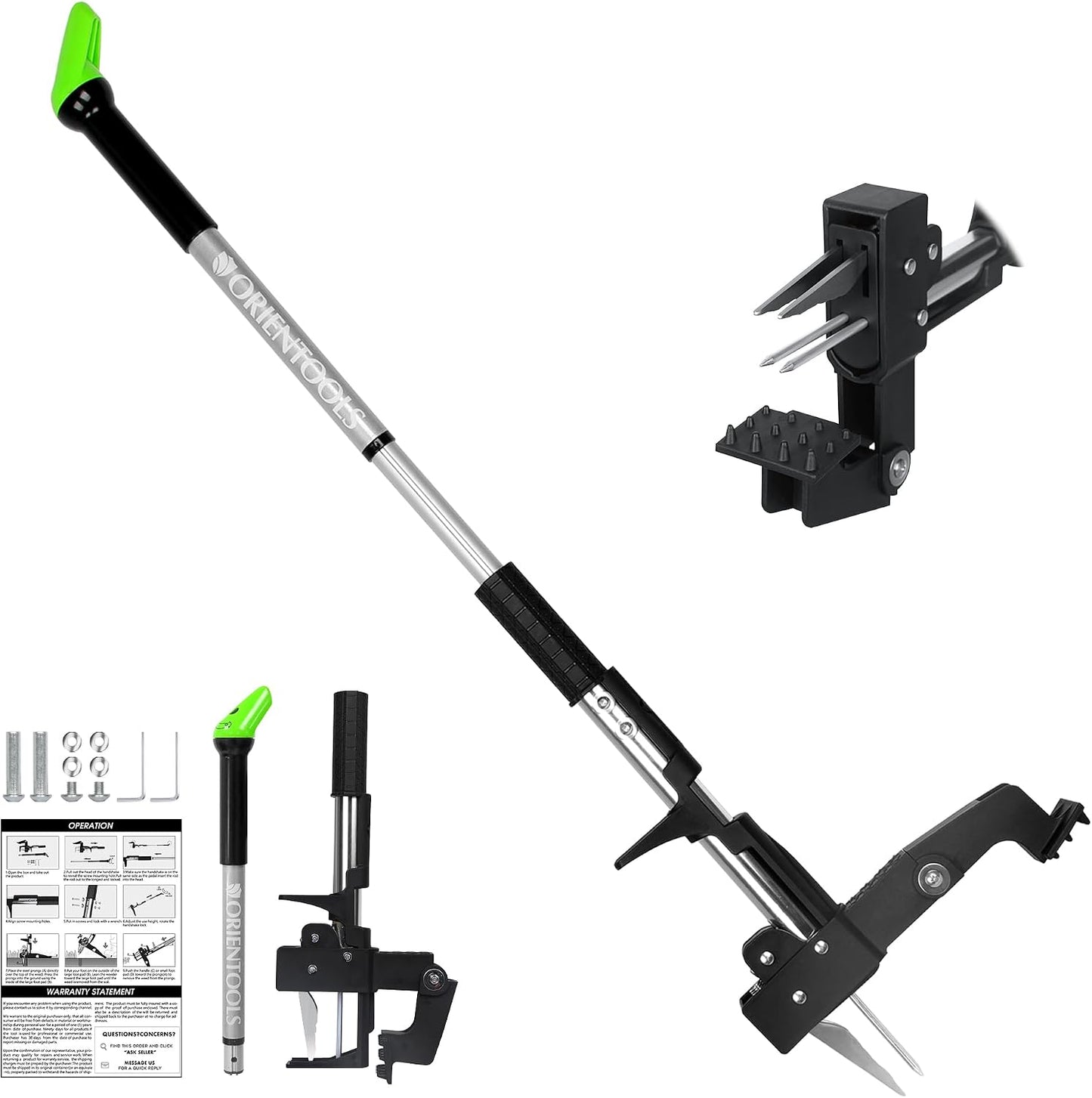 Weed Puller, Stand Up Weed Puller, 32 to 41 inch Long Handle, Upgrade Detachable Telescopic Handle Garden Weeding Tool with 4 Claws for Labor Saving Dandelions Remover Tool