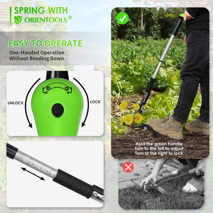 Weed Puller, Stand Up Weed Puller, 32 to 41 inch Long Handle, Upgrade Detachable Telescopic Handle Garden Weeding Tool with 4 Claws for Labor Saving Dandelions Remover Tool