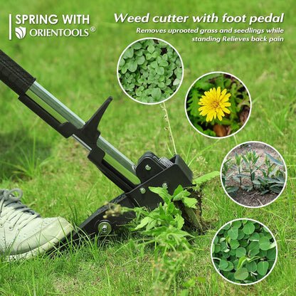 Weed Puller, Stand Up Weed Puller, 32 to 41 inch Long Handle, Upgrade Detachable Telescopic Handle Garden Weeding Tool with 4 Claws for Labor Saving Dandelions Remover Tool
