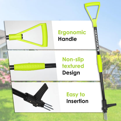 Weed Puller, Stand Up Weed Puller, 32 to 41 inch Long Handle, Upgrade Detachable Telescopic Handle Garden Weeding Tool with 4 Claws for Labor Saving Dandelions Remover Tool