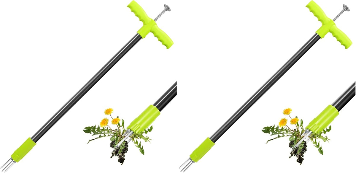 Weed Puller, Stand Up Weed Puller, 32 to 41 inch Long Handle, Upgrade Detachable Telescopic Handle Garden Weeding Tool with 4 Claws for Labor Saving Dandelions Remover Tool