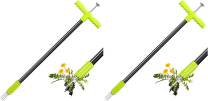Weed Puller, Stand Up Weed Puller, 32 to 41 inch Long Handle, Upgrade Detachable Telescopic Handle Garden Weeding Tool with 4 Claws for Labor Saving Dandelions Remover Tool