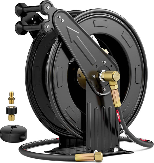Pressure Washer Hose Reel 3/8" x 50 ft, 4000 PSI Retractable Reel Only