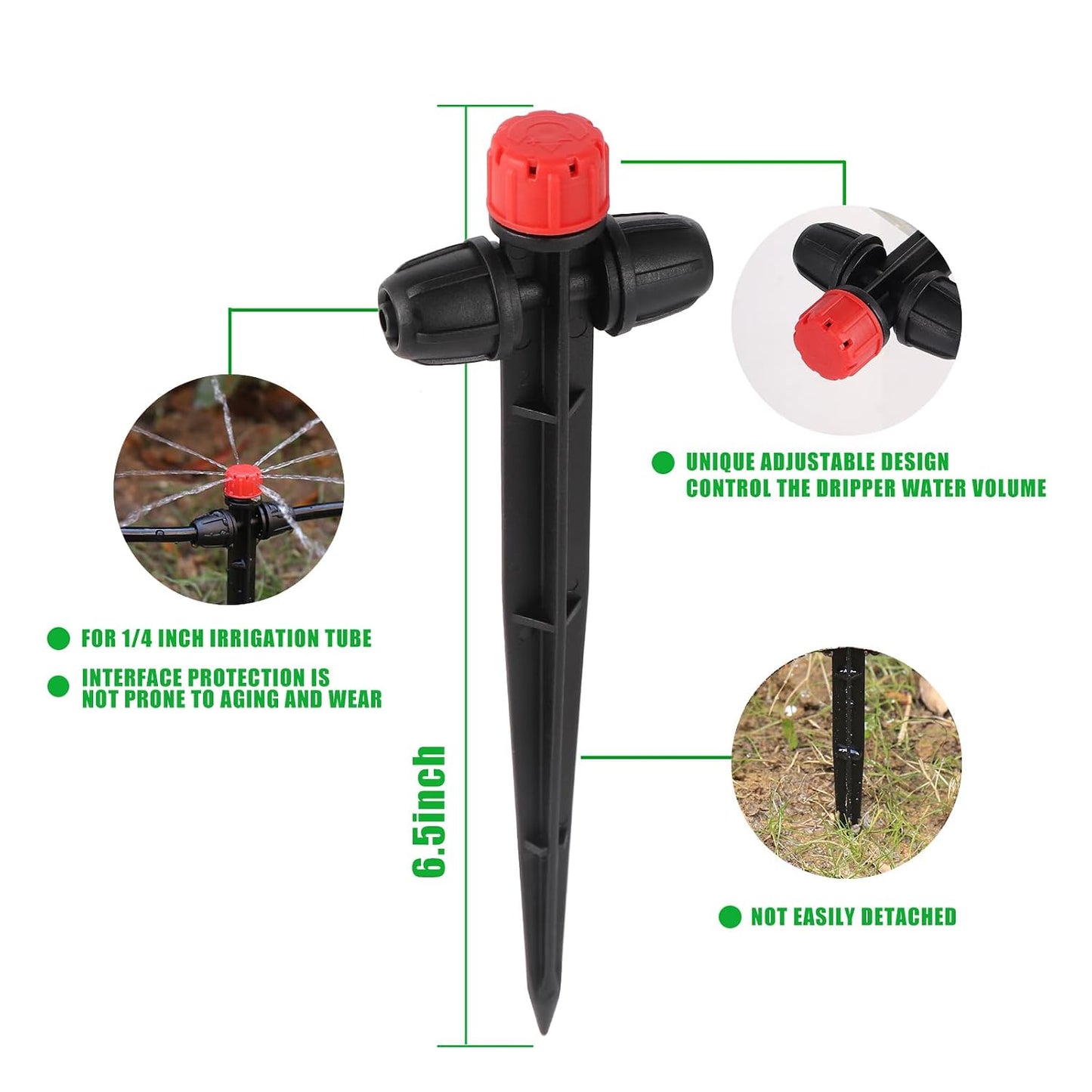 25 Pcs Drip Irrigation Fan Emitter for 1/4" Irrigation Tubing