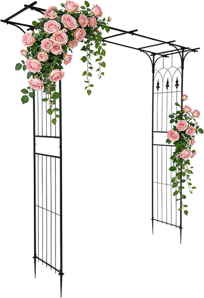 Garden Arbor, Arch Archway for Wedding Ceremony Party, Steel Garden Trellis for Plant Climbing, Christmas Decorations Pergola for Backyard, Lawn, for Hallowmas (Black)