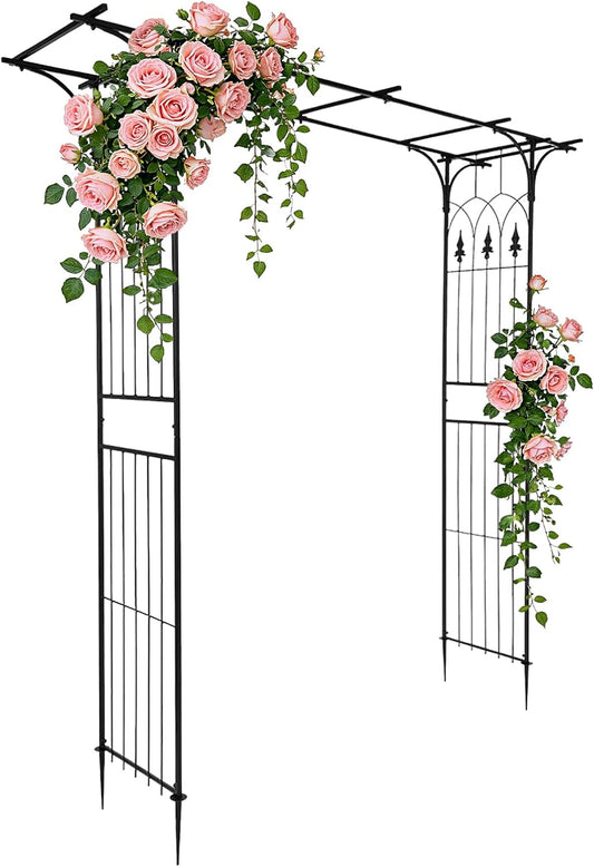 Garden Arbor, Arch Archway for Wedding Ceremony Party, Steel Garden Trellis for Plant Climbing, Christmas Decorations Pergola for Backyard, Lawn, for Hallowmas (Black)