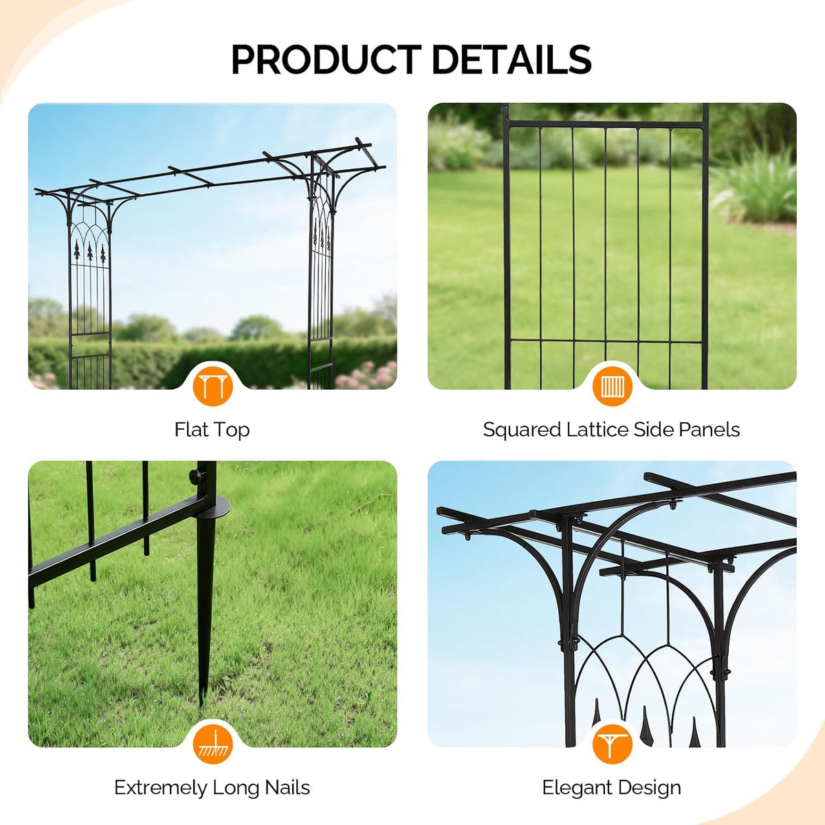 Garden Arbor, Arch Archway for Wedding Ceremony Party, Steel Garden Trellis for Plant Climbing, Christmas Decorations Pergola for Backyard, Lawn, for Hallowmas (Black)