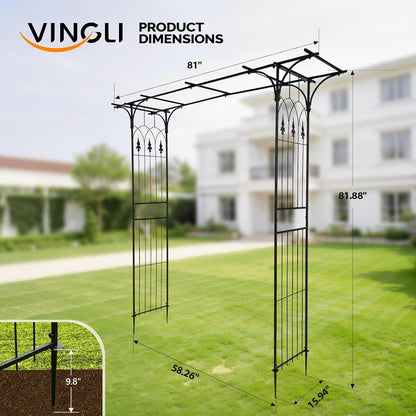 Garden Arbor, Arch Archway for Wedding Ceremony Party, Steel Garden Trellis for Plant Climbing, Christmas Decorations Pergola for Backyard, Lawn, for Hallowmas (Black)