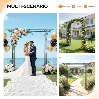 Garden Arbor, Arch Archway for Wedding Ceremony Party, Steel Garden Trellis for Plant Climbing, Christmas Decorations Pergola for Backyard, Lawn, for Hallowmas (Black)