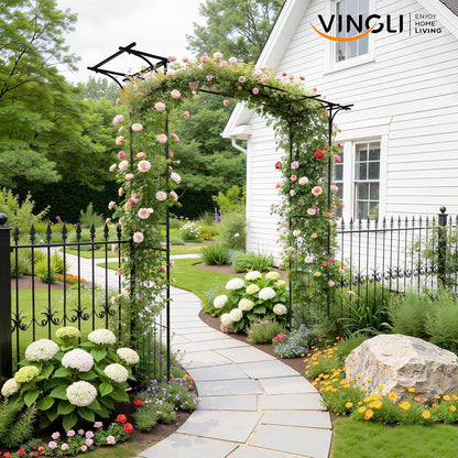 Garden Arbor, Arch Archway for Wedding Ceremony Party, Steel Garden Trellis for Plant Climbing, Christmas Decorations Pergola for Backyard, Lawn, for Hallowmas (Black)