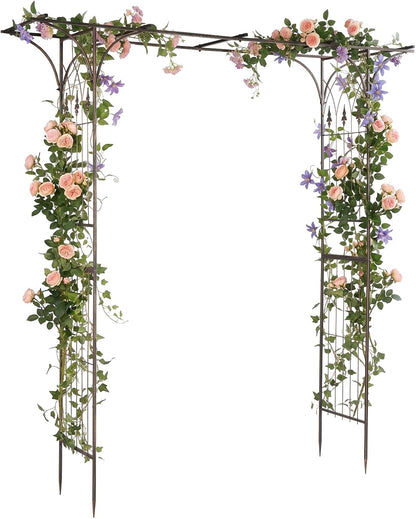 Garden Arbor, Arch Archway for Wedding Ceremony Party, Steel Garden Trellis for Plant Climbing, Christmas Decorations Pergola for Backyard, Lawn, for Hallowmas (Black)