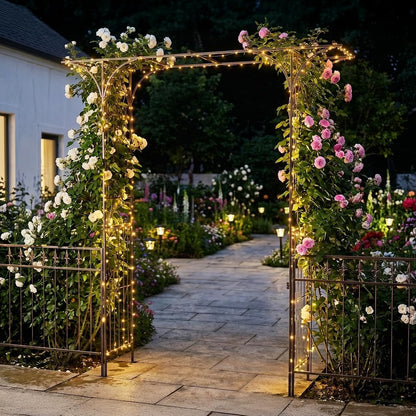 Garden Arbor, Arch Archway for Wedding Ceremony Party, Steel Garden Trellis for Plant Climbing, Christmas Decorations Pergola for Backyard, Lawn, for Hallowmas (Black)