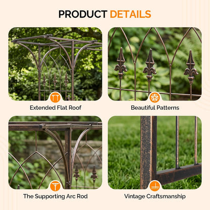Garden Arbor, Arch Archway for Wedding Ceremony Party, Steel Garden Trellis for Plant Climbing, Christmas Decorations Pergola for Backyard, Lawn, for Hallowmas (Black)