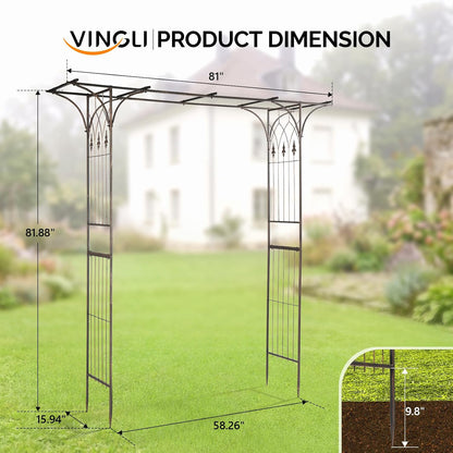Garden Arbor, Arch Archway for Wedding Ceremony Party, Steel Garden Trellis for Plant Climbing, Christmas Decorations Pergola for Backyard, Lawn, for Hallowmas (Black)