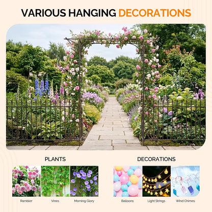 Garden Arbor, Arch Archway for Wedding Ceremony Party, Steel Garden Trellis for Plant Climbing, Christmas Decorations Pergola for Backyard, Lawn, for Hallowmas (Black)