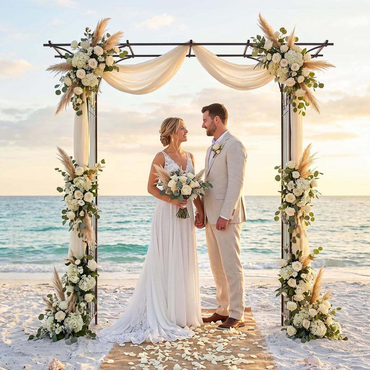 Garden Arbor, Arch Archway for Wedding Ceremony Party, Steel Garden Trellis for Plant Climbing, Christmas Decorations Pergola for Backyard, Lawn, for Hallowmas (Black)