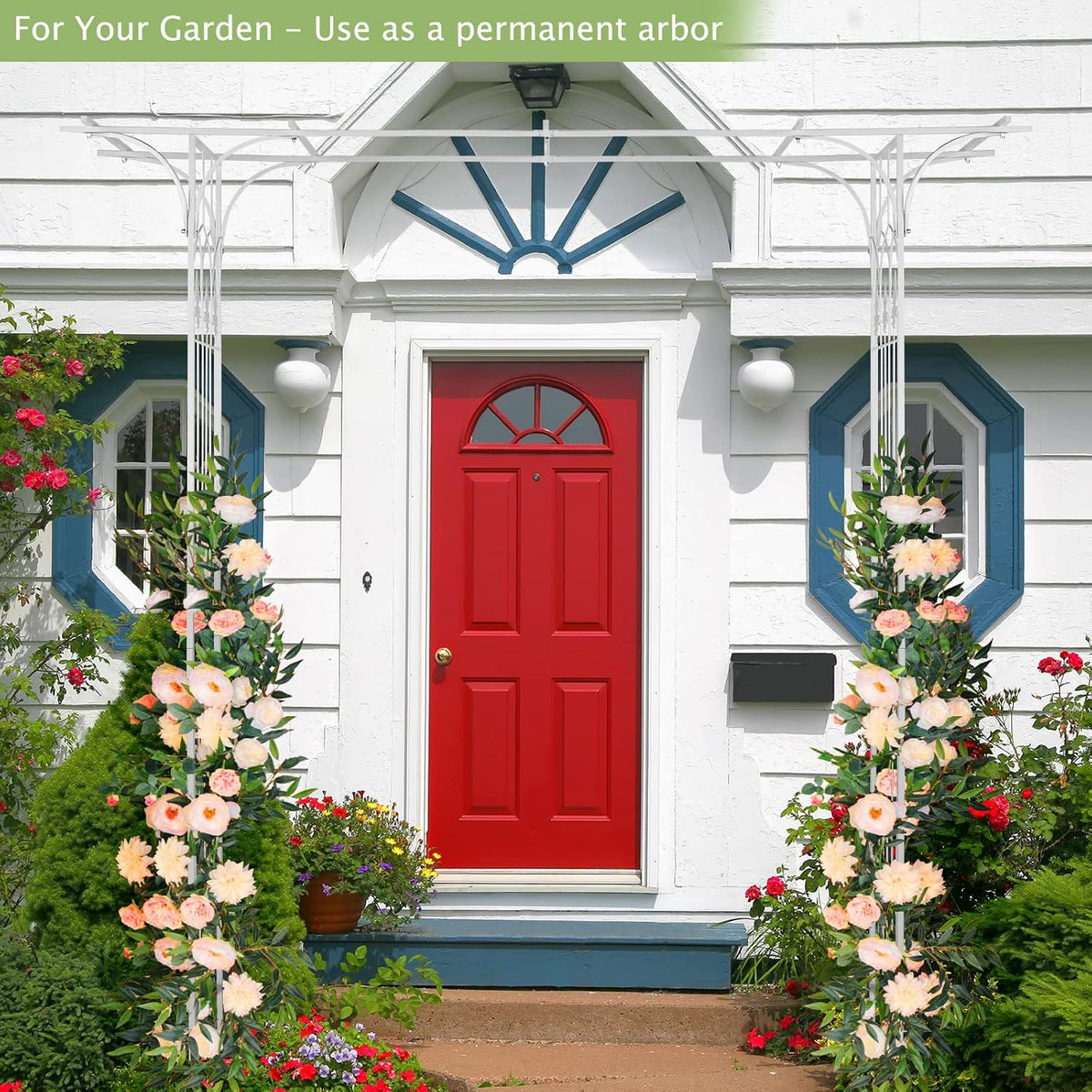 Garden Arbor, Arch Archway for Wedding Ceremony Party, Steel Garden Trellis for Plant Climbing, Christmas Decorations Pergola for Backyard, Lawn, for Hallowmas (Black)