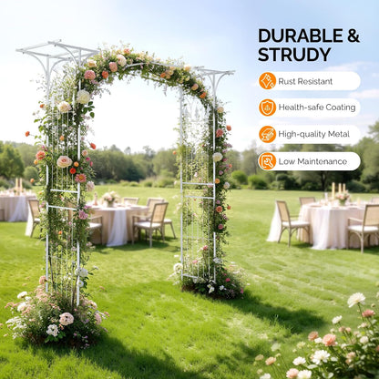 Garden Arbor, Arch Archway for Wedding Ceremony Party, Steel Garden Trellis for Plant Climbing, Christmas Decorations Pergola for Backyard, Lawn, for Hallowmas (Black)