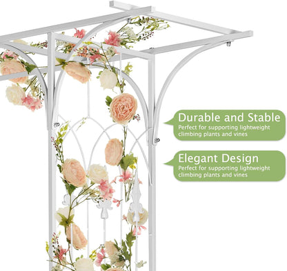 Garden Arbor, Arch Archway for Wedding Ceremony Party, Steel Garden Trellis for Plant Climbing, Christmas Decorations Pergola for Backyard, Lawn, for Hallowmas (Black)