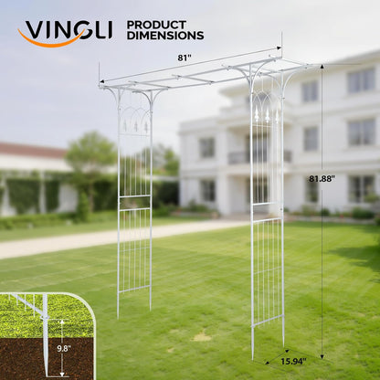 Garden Arbor, Arch Archway for Wedding Ceremony Party, Steel Garden Trellis for Plant Climbing, Christmas Decorations Pergola for Backyard, Lawn, for Hallowmas (Black)