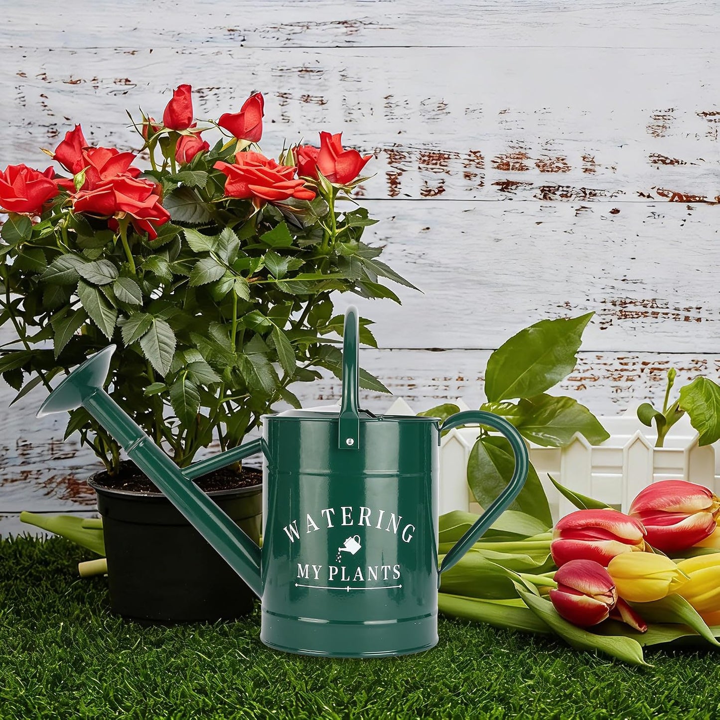 Galvanized Watering Can for Outdoor Indoor Plants, 1 Gallon Decorative Countryside Style Water Can with Removable Spout, Perfect Metal Watering Can for Indoor Plants and Garden Flower
