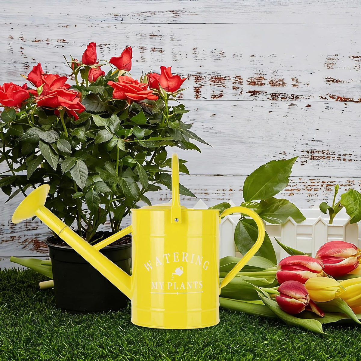 Galvanized Watering Can for Outdoor Indoor Plants, 1 Gallon Decorative Countryside Style Water Can with Removable Spout, Perfect Metal Watering Can for Indoor Plants and Garden Flower