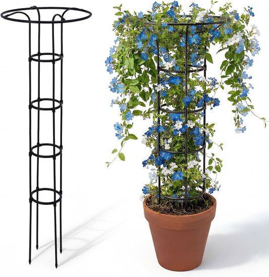 2 Pcs 63 Inch Garden Obelisk Trellis for Climbing Plants Outdoor, Mushroom Top Flower Trellis Rustproof Metal Tomato Trellises for Potted Plants Rose Climbing Vine Tomato Cucumber Grape