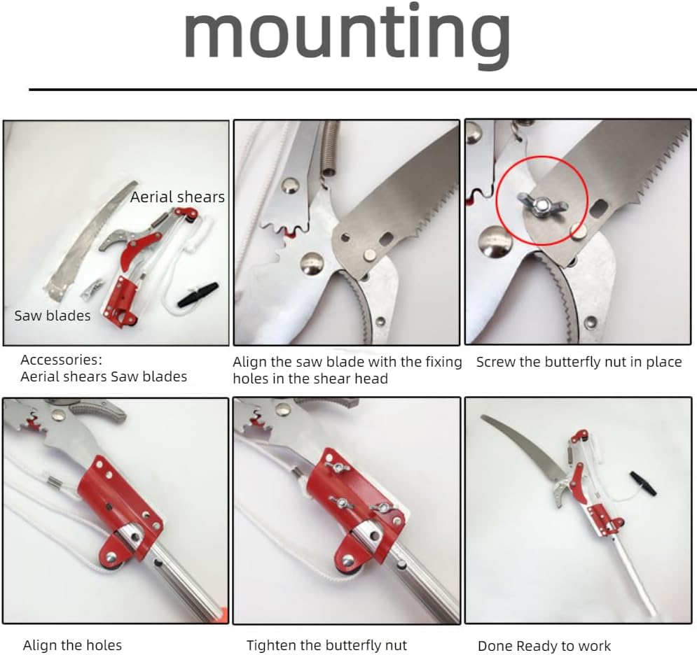 Extendable Tree Pruner Saw Head Without Pole, Outdoor High-Altitude Branches Trimmer Pruning Shears, Harvester Clipper for Plant Twig Vine, Garden Trimming Tool