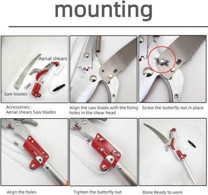 Extendable Tree Pruner Saw Head Without Pole, Outdoor High-Altitude Branches Trimmer Pruning Shears, Harvester Clipper for Plant Twig Vine, Garden Trimming Tool