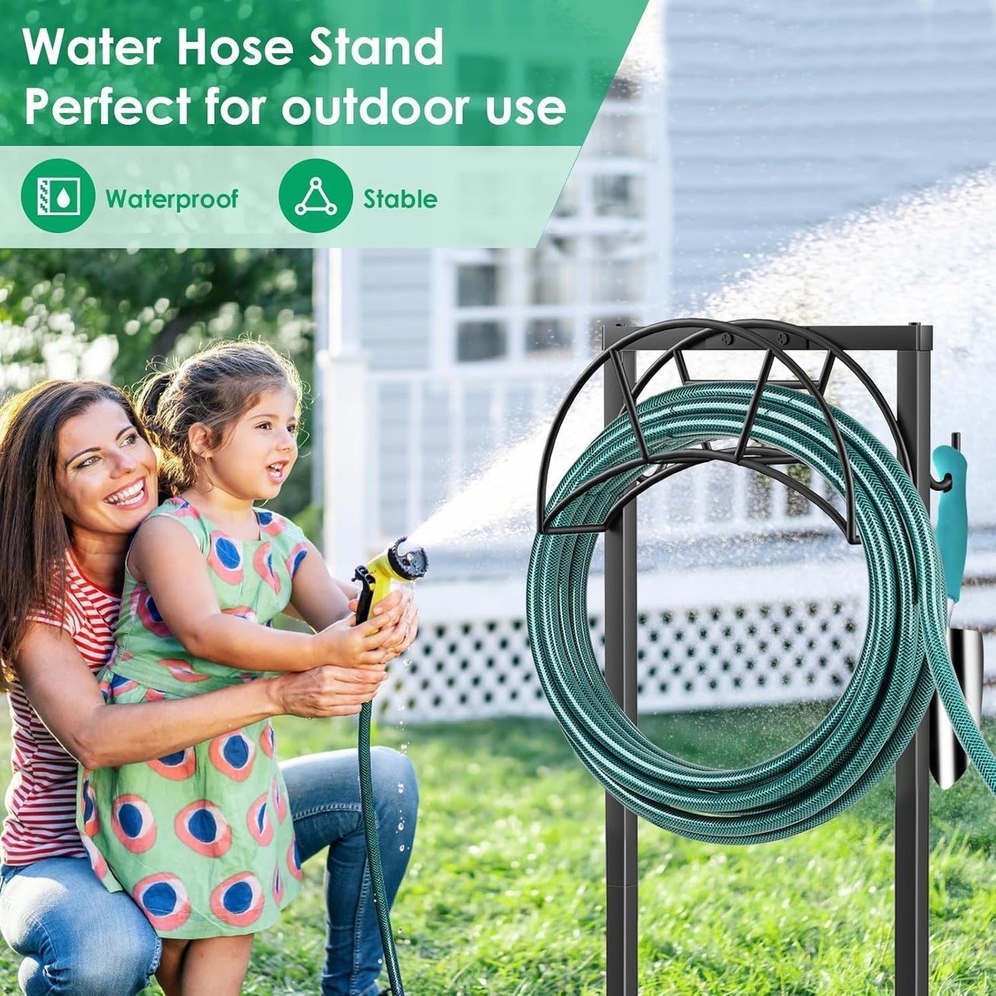 Garden Hose Holder, 4 Spikes Heavy Duty Hose Stand for 160FT Hose
